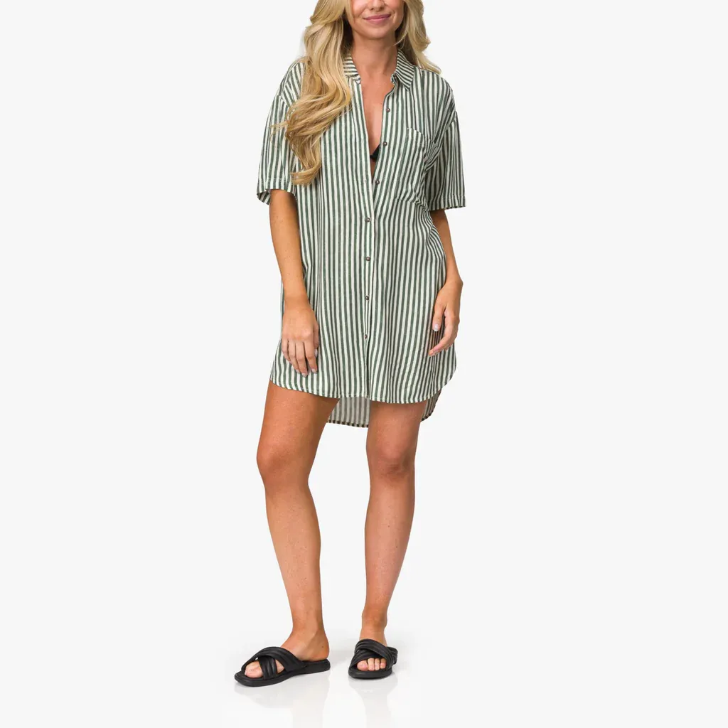 Reef Women's Ollie Jacquard Striped Shirt Dress