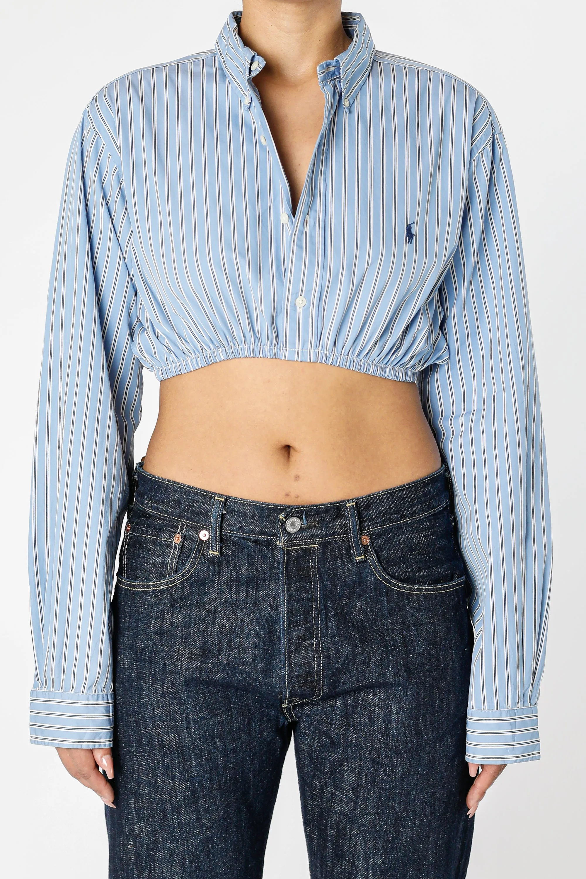 Rework Oxford Cinch Crop Shirt - M