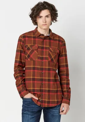 Sawood Men's Long-Sleeve Shirt in Orange Plaid - BM23665