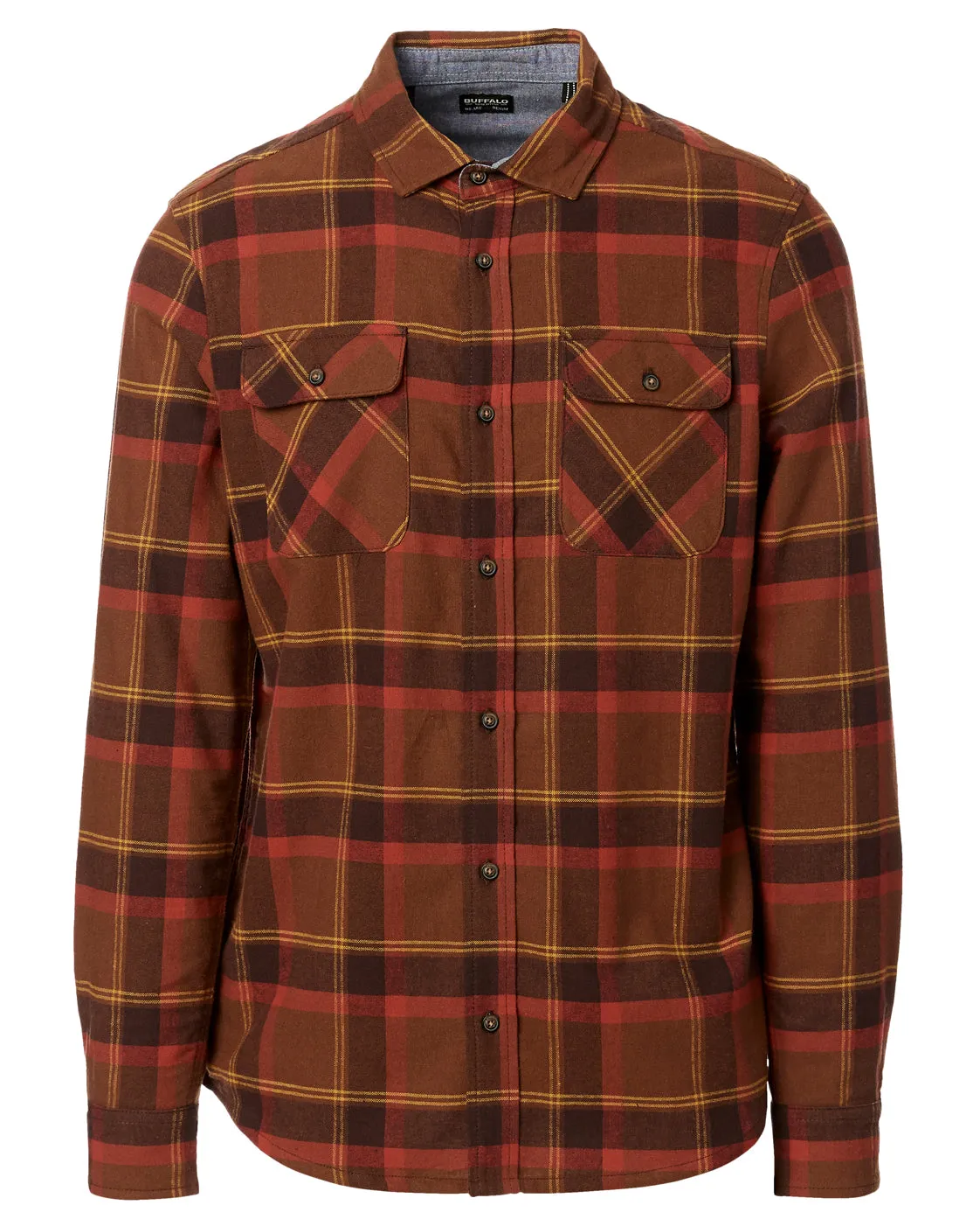 Sawood Men's Long-Sleeve Shirt in Orange Plaid - BM23665