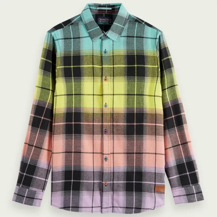 Scotch & Soda Mens Regular Fit Colorful Checked Flannel Shirt - Combo A (Style 169050)