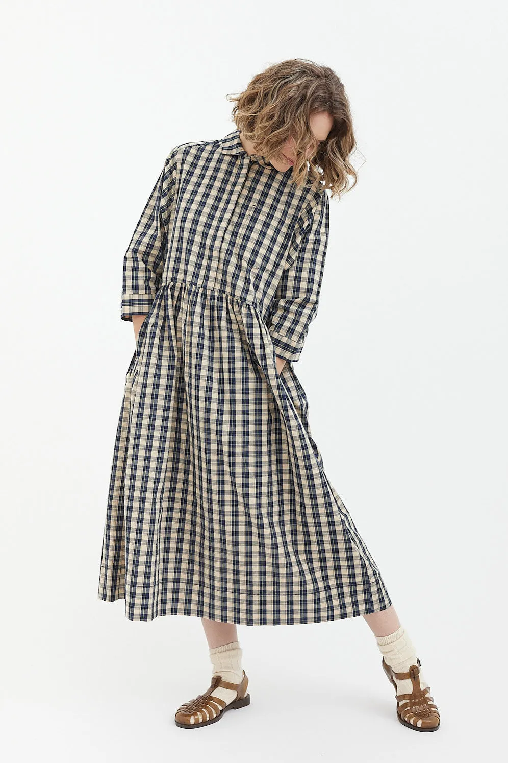 Organic Crinkle Poplin Shirt Dress in Toast - Stylish and Sustainable