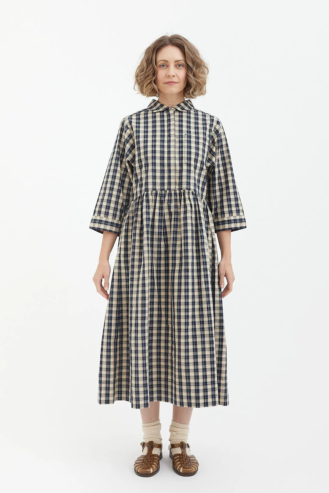 Organic Crinkle Poplin Shirt Dress in Toast - Stylish and Sustainable