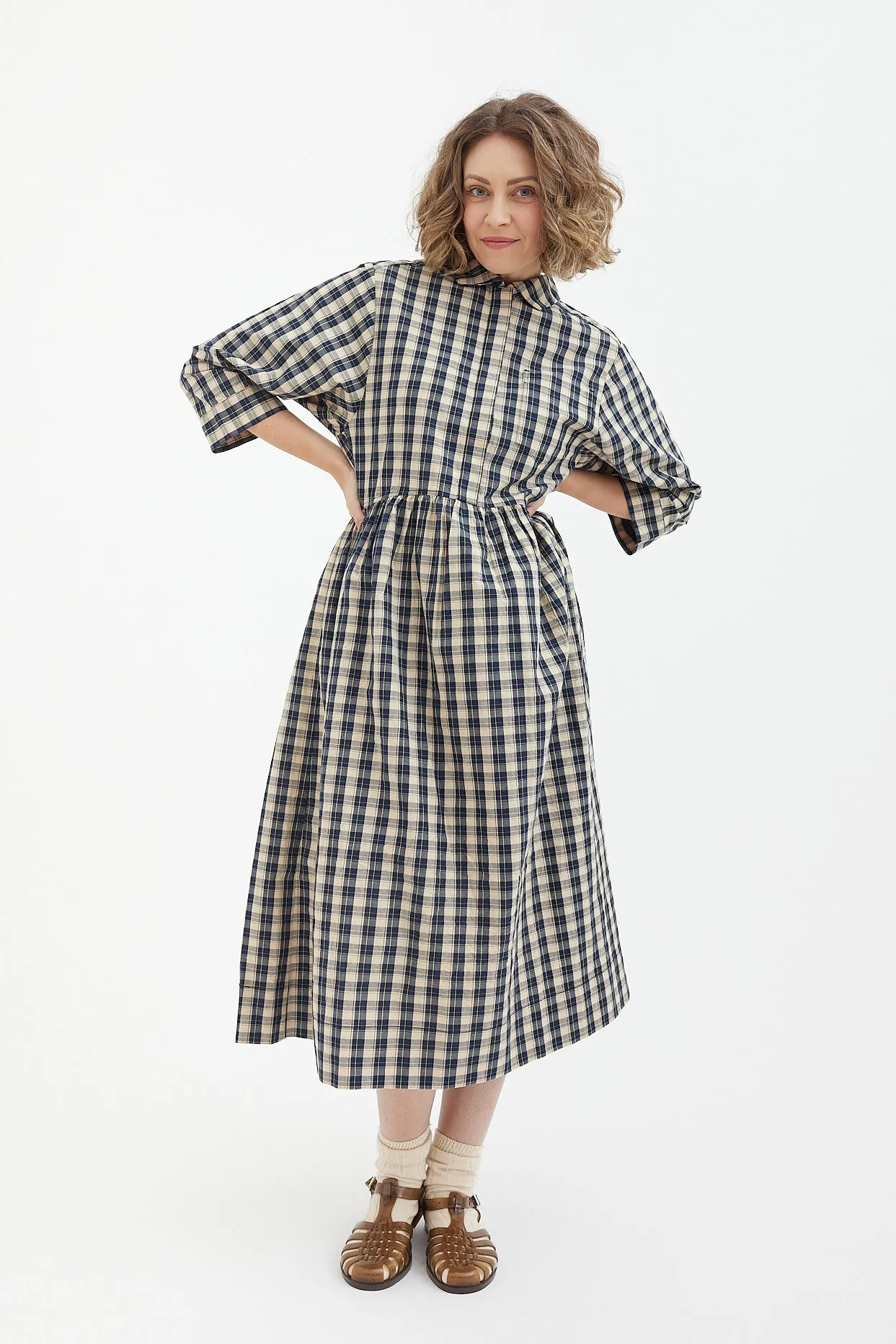 Organic Crinkle Poplin Shirt Dress in Toast - Stylish and Sustainable