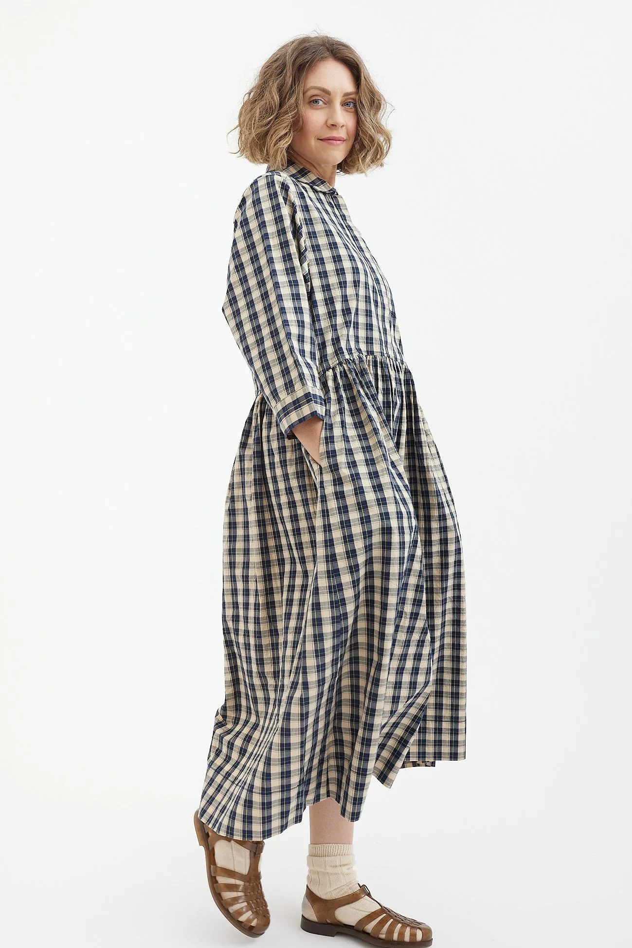 Organic Crinkle Poplin Shirt Dress in Toast - Stylish and Sustainable