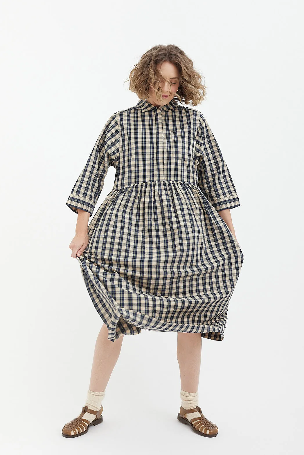 Organic Crinkle Poplin Shirt Dress in Toast - Stylish and Sustainable