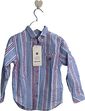 Tutto Piccolo Blue/Red/White Striped Long Sleeve Shirt UK 2-3 Years