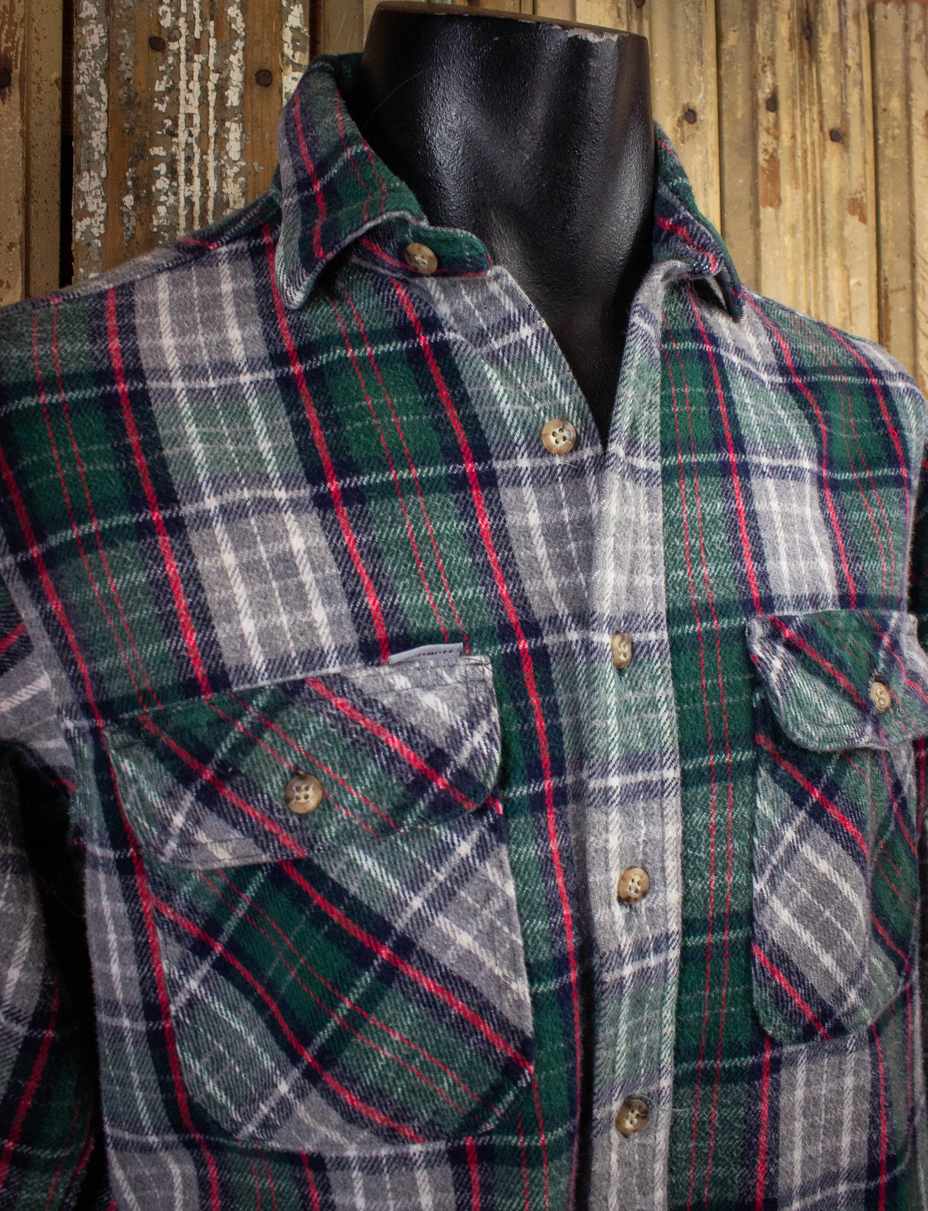 Vintage Carhartt Plaid Flannel Shirt Green/Gray/Red Medium