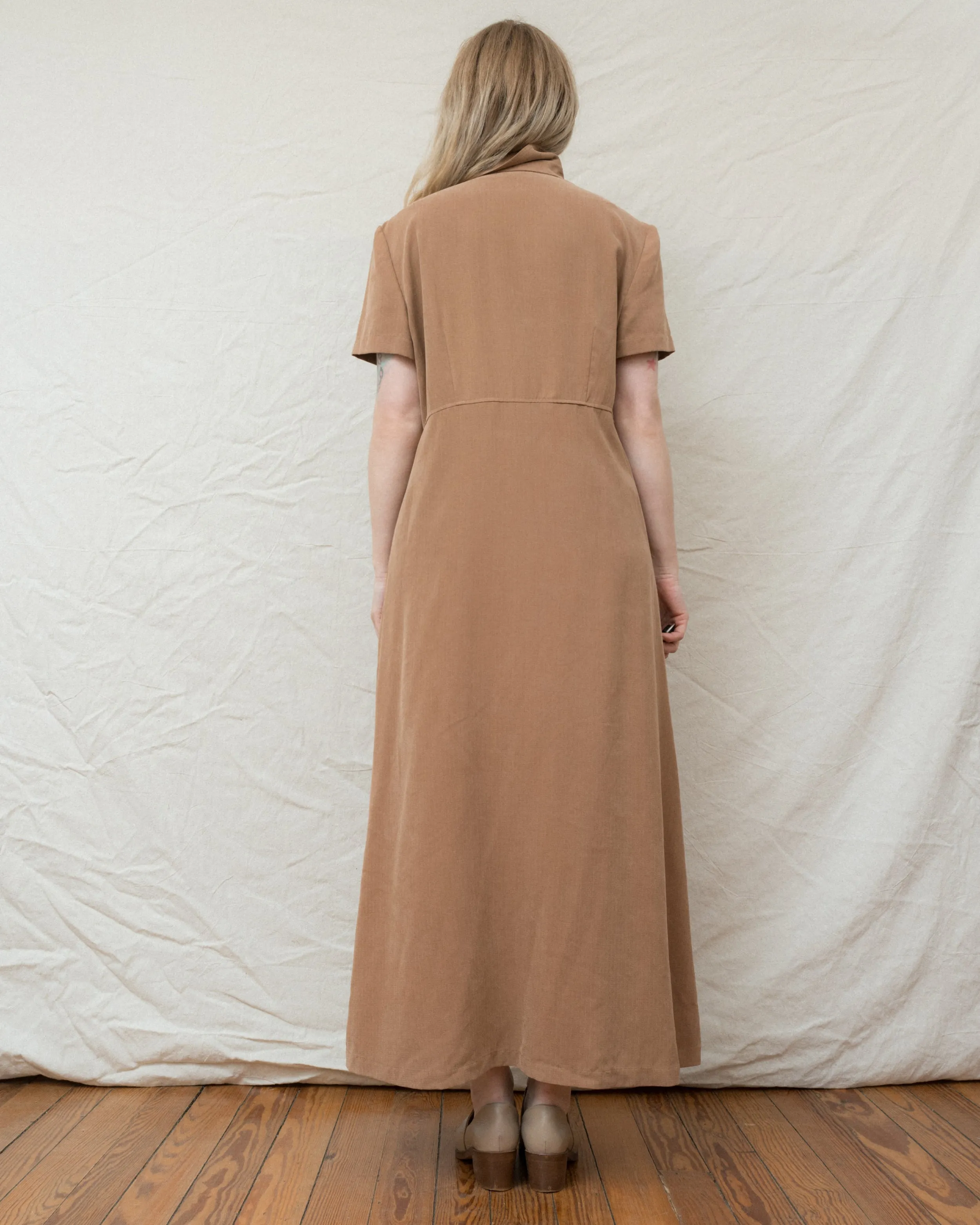 Vintage Toffee Maxi Shirt Dress (M/L)