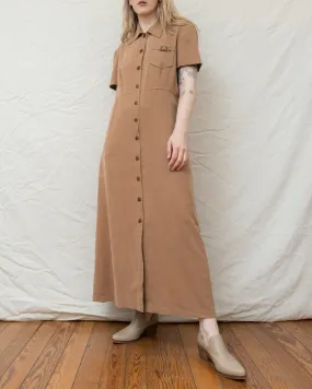 Vintage Toffee Maxi Shirt Dress (M/L)