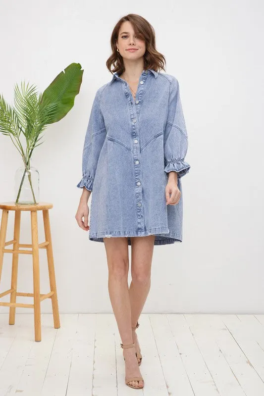 Washed Denim Shirt Dress