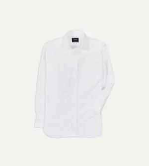 White Cotton Oxford Cloth Long Point Collar Shirt