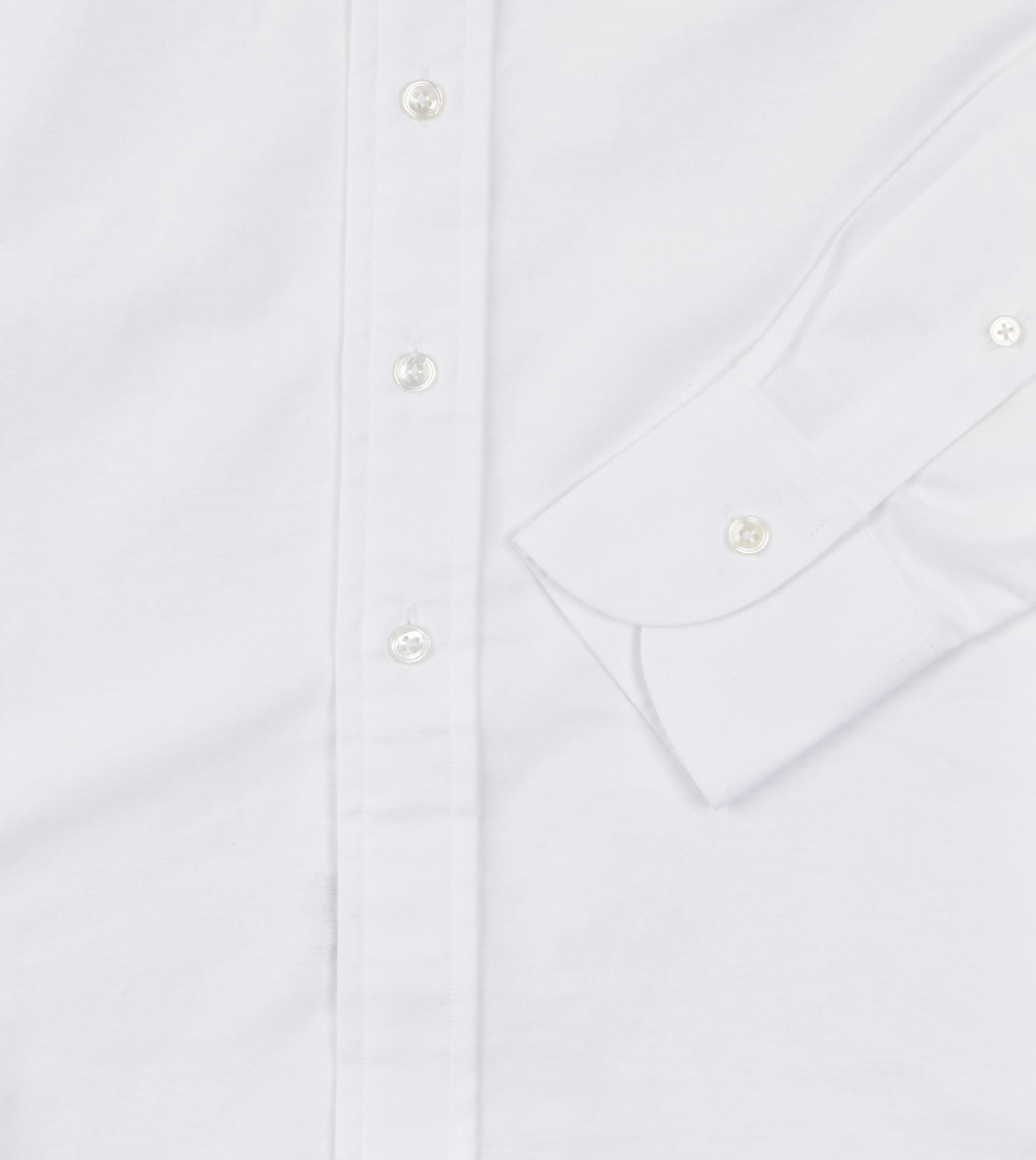 White Cotton Oxford Cloth Long Point Collar Shirt