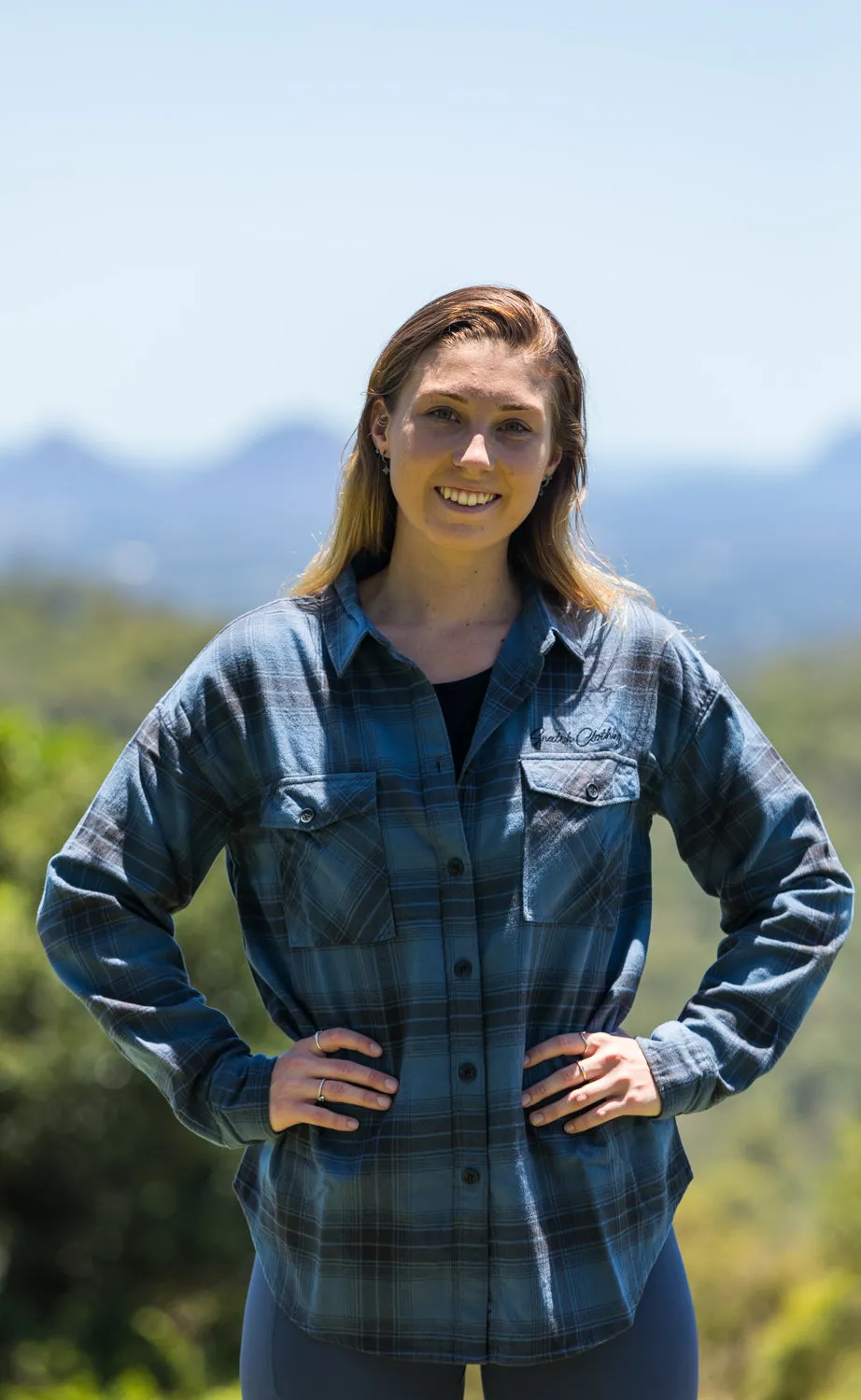 Women's Flanno Dusty Blue Check Shirt - SF4103DB