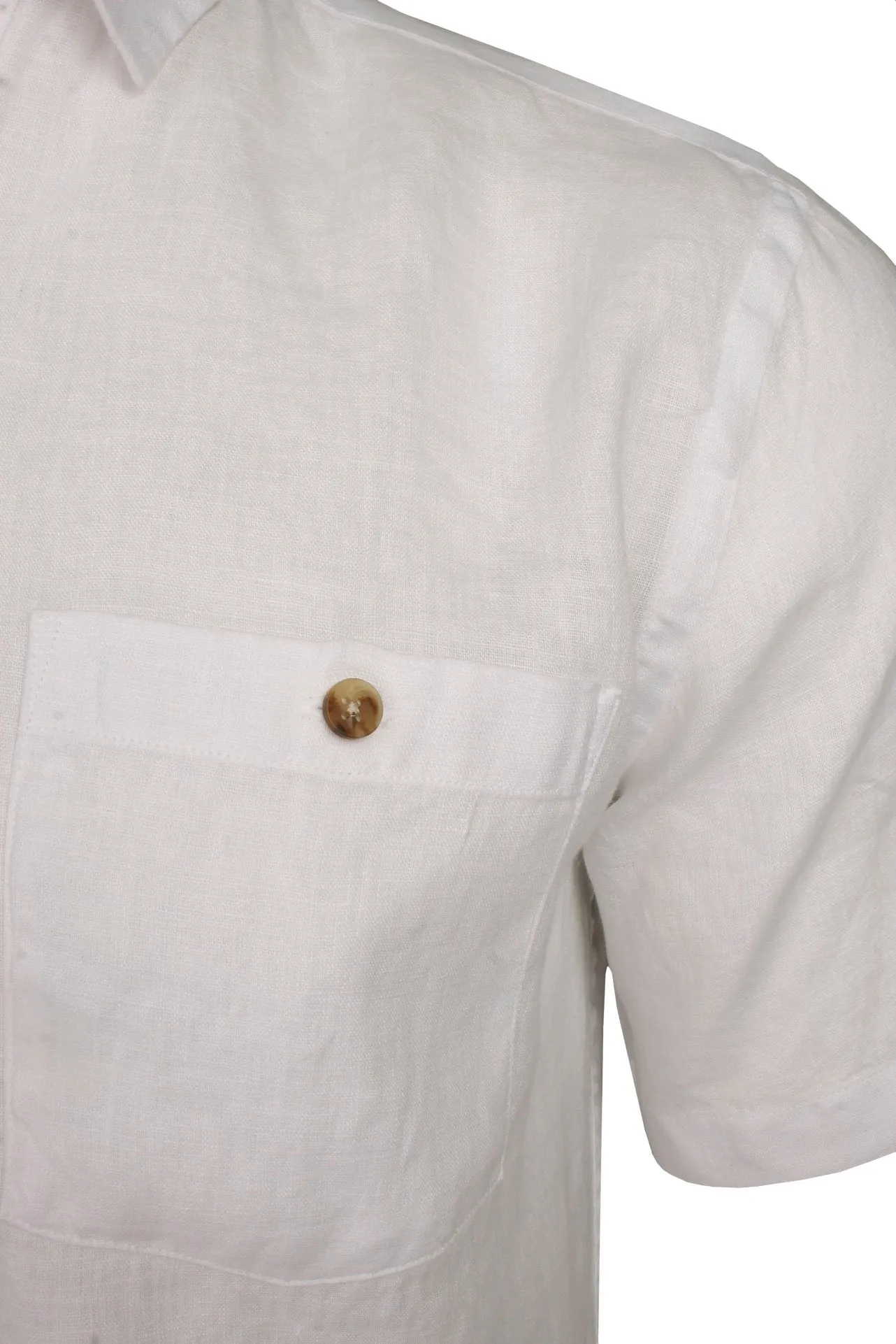 Xact Men's Short-Sleeved Linen Shirt - 100% Pure Linen, Regular Fit