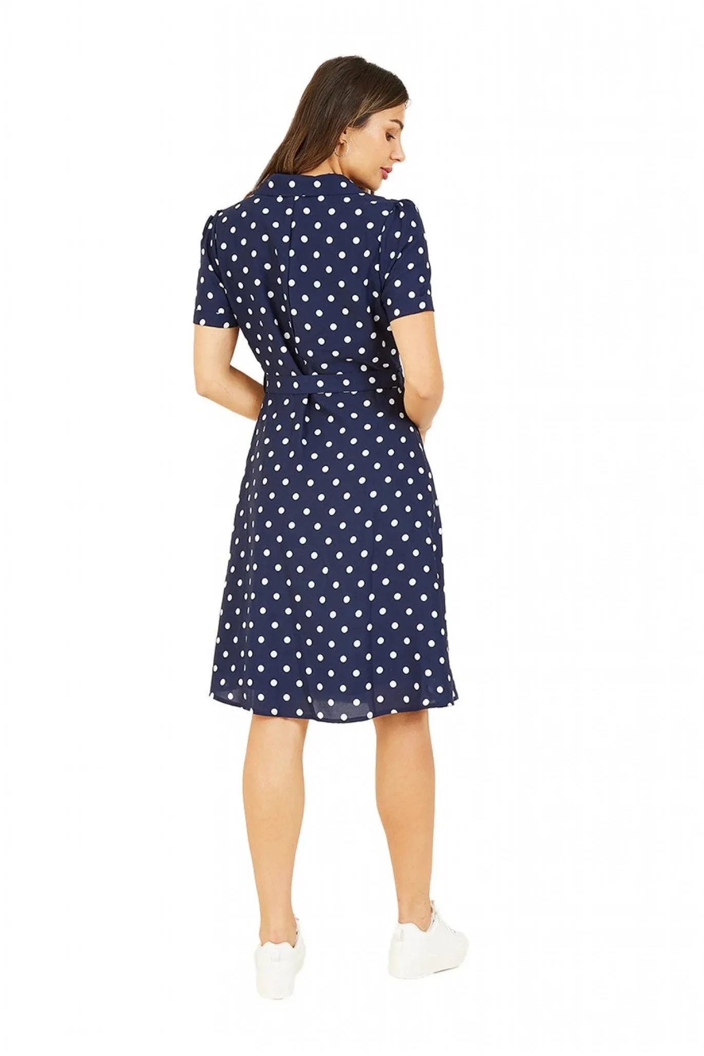 Yumi Navy Spot Retro Shirt Dress